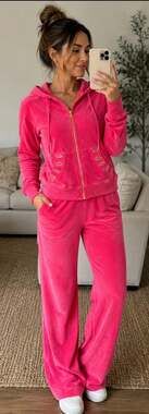 Boston Proper Pink Velour Tracksuit Set Hoodie and Pants Size XS